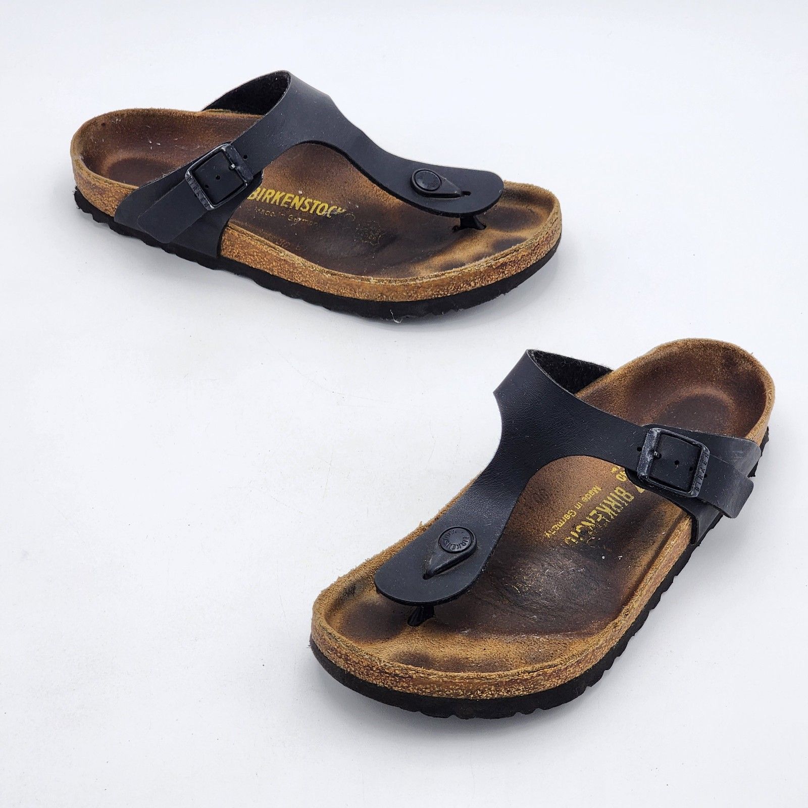 Birkenstock Gizeh Birko-Flor Thong Buckle Sandals Black Size 37 Eu 6 Us
